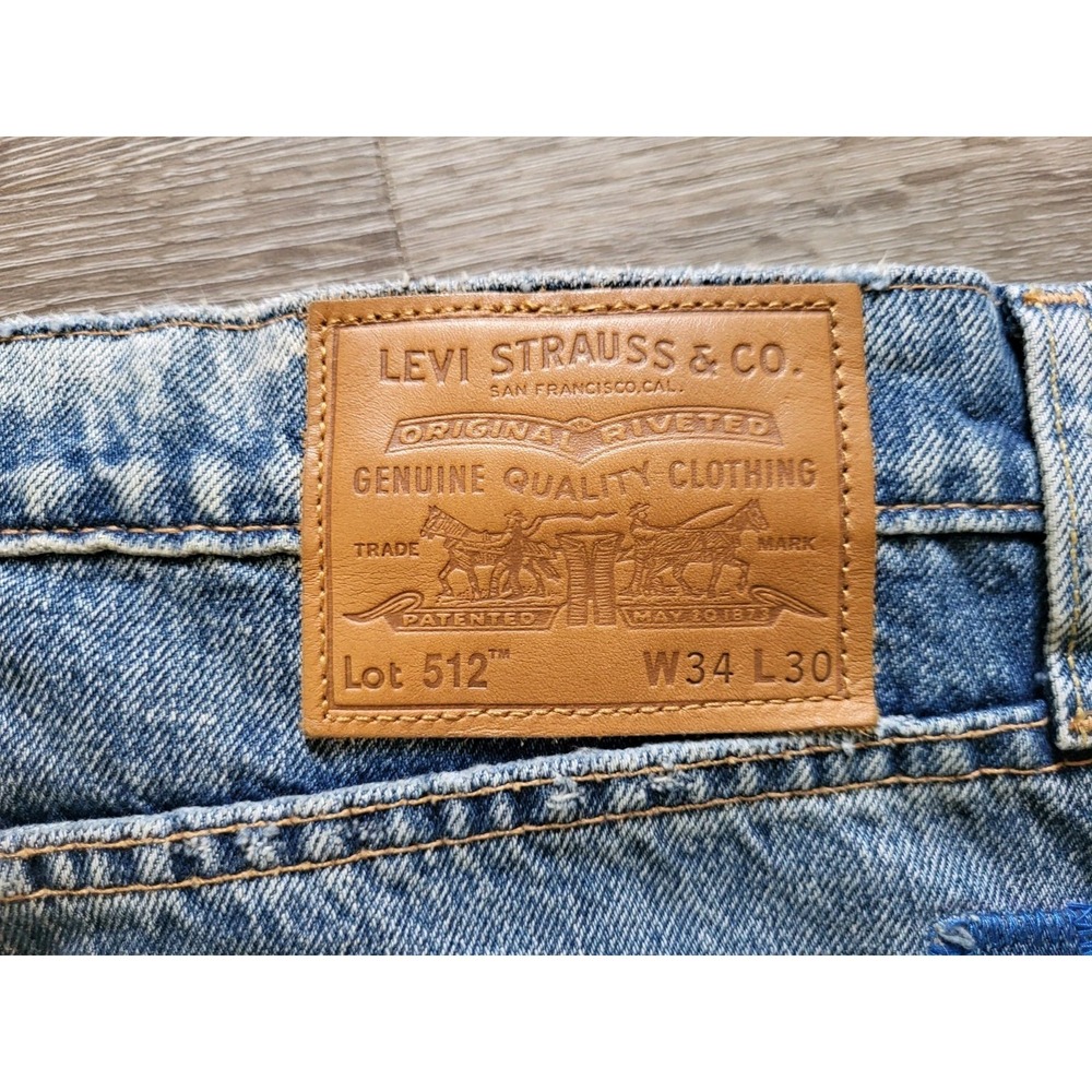 Levis Premium Mens 512 Slim Taper Fit Patchwork Distressed Jeans 34 X 30 - Picture 7 of 12